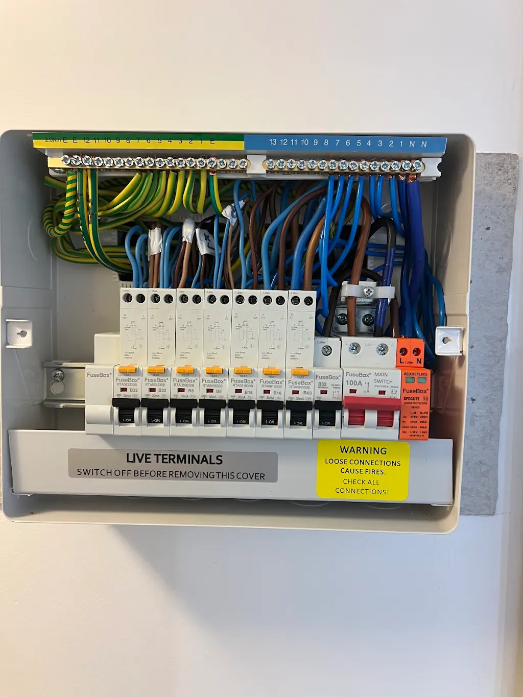Neatly wired consumer unit installation by SA Electrical